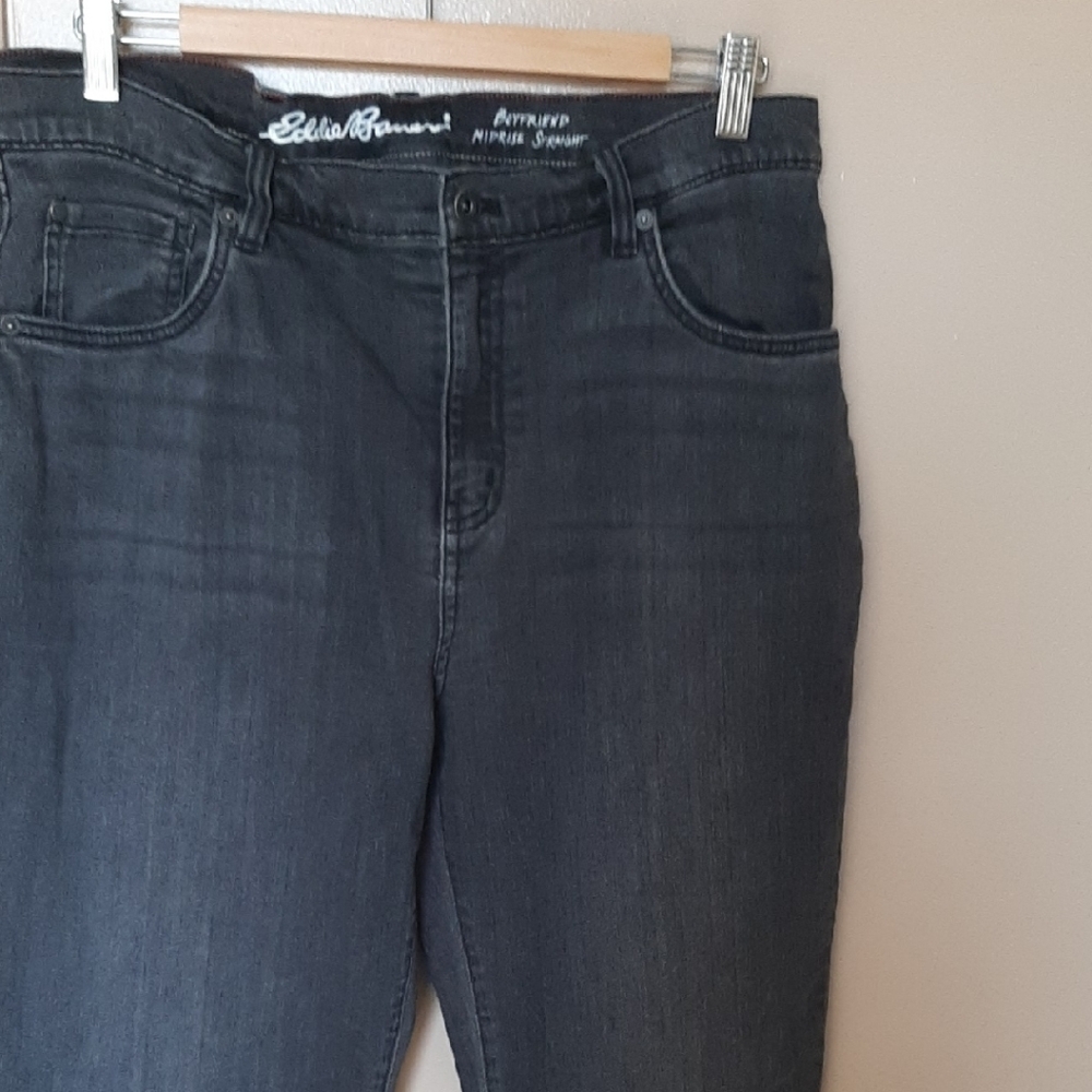 Eddie Bauer Women's Dark Gray Mid Rise Strait Jeans
